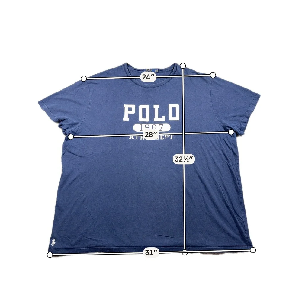 Polo Ralph Lauren T-Shirt Mens 3XB Blue Spellout Graphic Athletic Dept